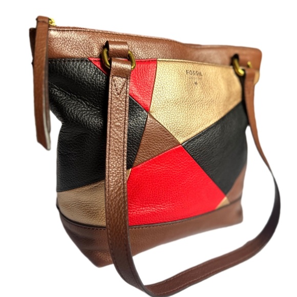 Fossil Multicolor Patchwork Leather Shoulder Bag Purse - Picture 2 of 11